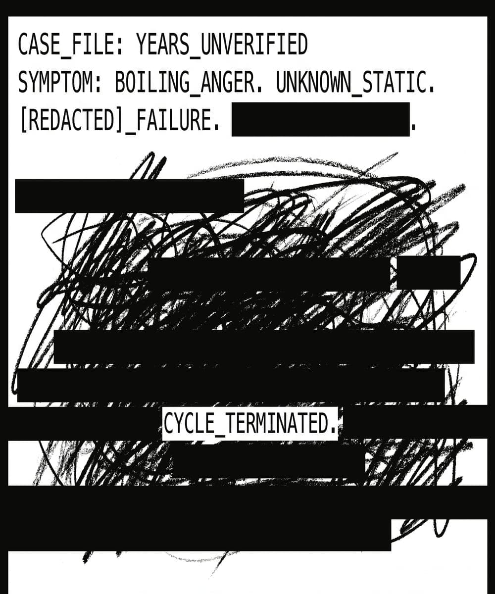 Redacted case-file artwork representing the editorial Journal.